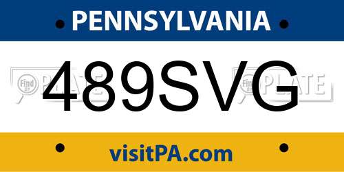 489SVG Pennsylvania License Plate