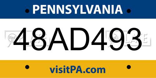 48AD493 Pennsylvania License Plate