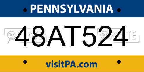 48AT524 Pennsylvania License Plate