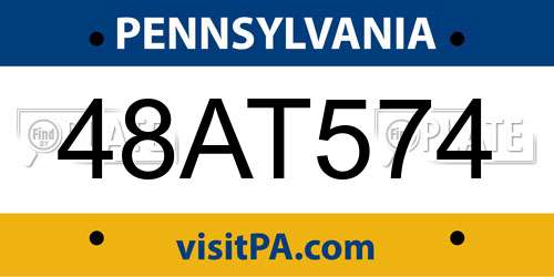 48AT574 Pennsylvania License Plate