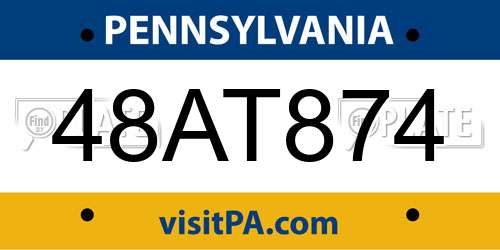 48AT874 Pennsylvania License Plate