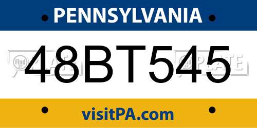 48BT545 Pennsylvania License Plate