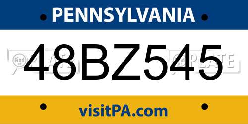 48BZ545 Pennsylvania License Plate