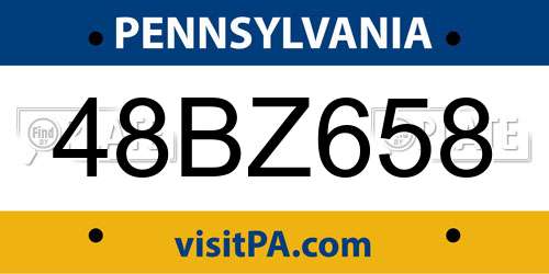 48BZ658 Pennsylvania License Plate