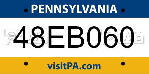 48EB060 Pennsylvania License Plate
