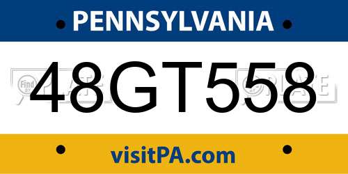 48GT558 Pennsylvania License Plate