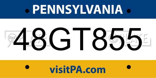 48GT855 Pennsylvania License Plate