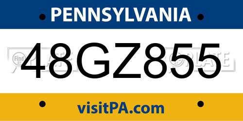 48GZ855 Pennsylvania License Plate