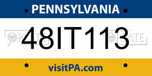 48IT113 Pennsylvania License Plate