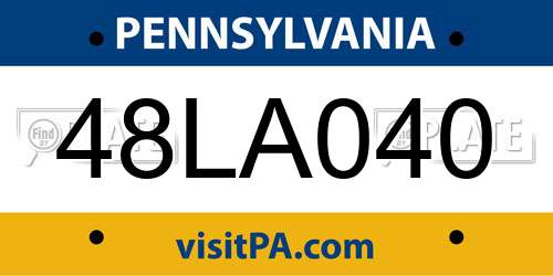 48LA040 Pennsylvania License Plate