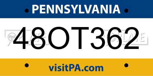 48OT362 Pennsylvania License Plate