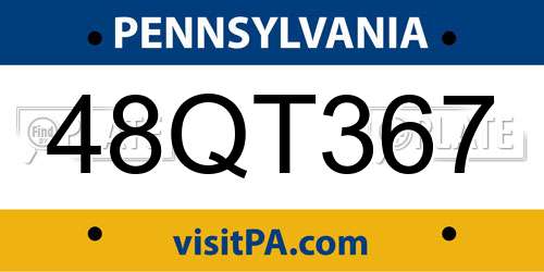 48QT367 Pennsylvania License Plate