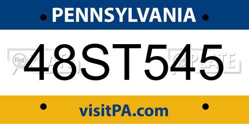 48ST545 Pennsylvania License Plate