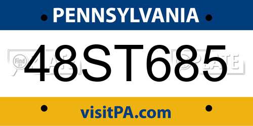 48ST685 Pennsylvania License Plate
