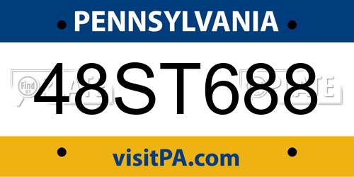 48ST688 Pennsylvania License Plate