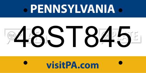 48ST845 Pennsylvania License Plate