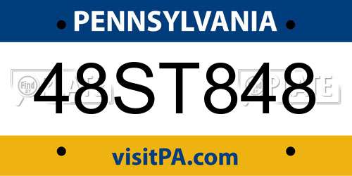 48ST848 Pennsylvania License Plate