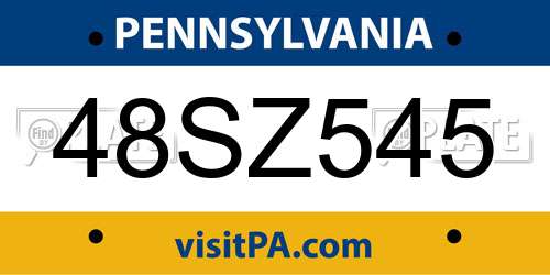 48SZ545 Pennsylvania License Plate