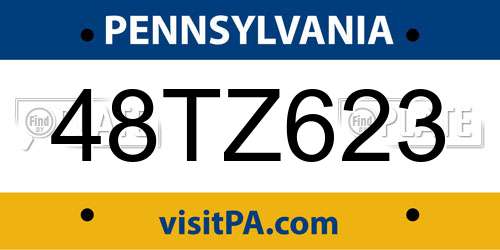 48TZ623 Pennsylvania License Plate