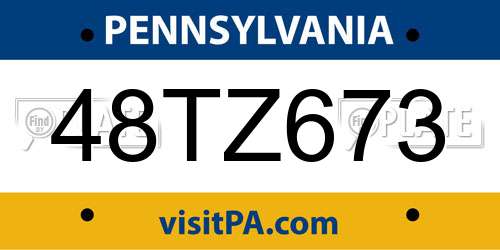 48TZ673 Pennsylvania License Plate