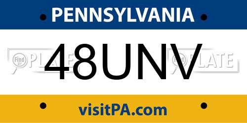 48UNV Pennsylvania License Plate