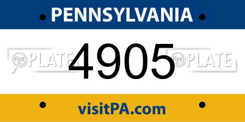 4905 Pennsylvania License Plate
