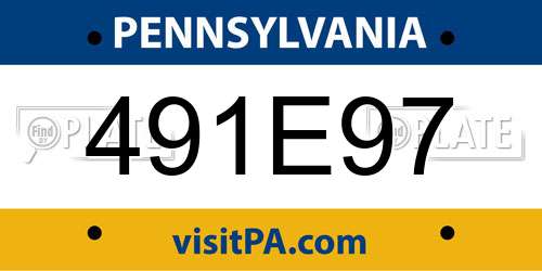 491E97 Pennsylvania License Plate
