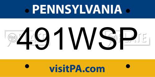 491WSP Pennsylvania License Plate
