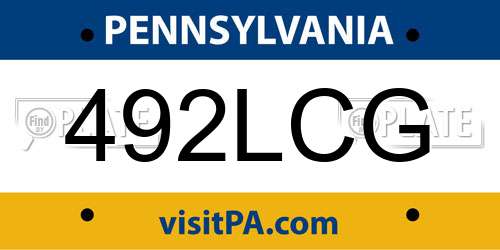 492LCG Pennsylvania License Plate