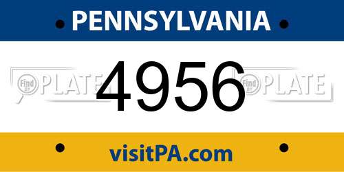 4956 Pennsylvania License Plate
