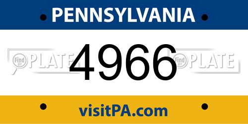 4966 Pennsylvania License Plate