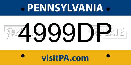 4999DP Pennsylvania License Plate