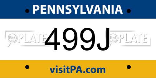 499J Pennsylvania License Plate