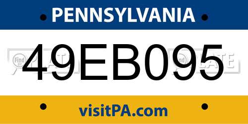 49EB095 Pennsylvania License Plate