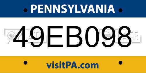 49EB098 Pennsylvania License Plate