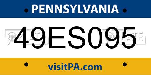 49ES095 Pennsylvania License Plate