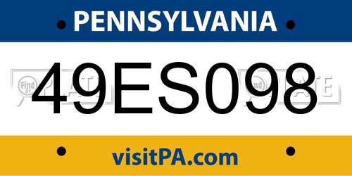 49ES098 Pennsylvania License Plate