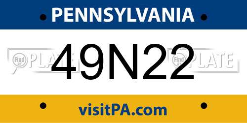 49N22 Pennsylvania License Plate