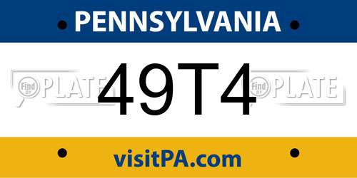 49T4 Pennsylvania License Plate