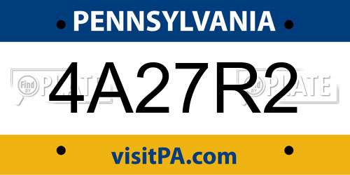4A27R2 Pennsylvania License Plate