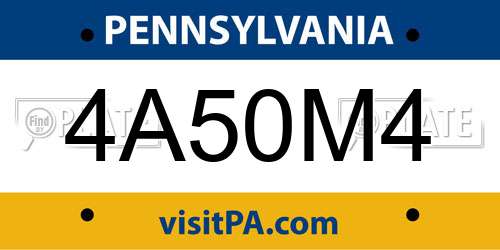 4A50M4 Pennsylvania License Plate