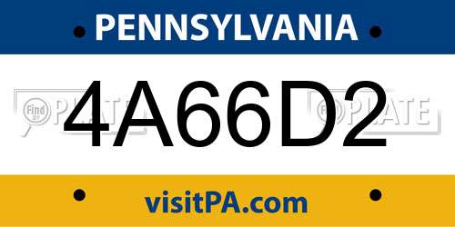 4A66D2 Pennsylvania License Plate