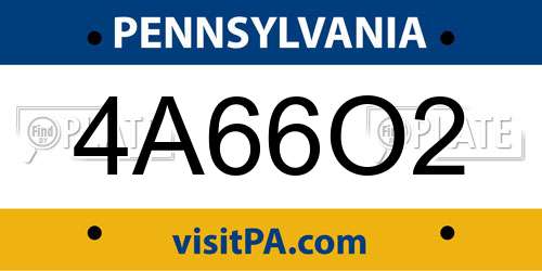 4A66O2 Pennsylvania License Plate