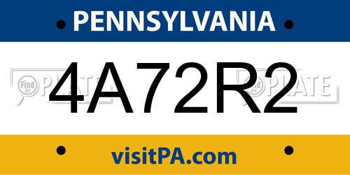4A72R2 Pennsylvania License Plate