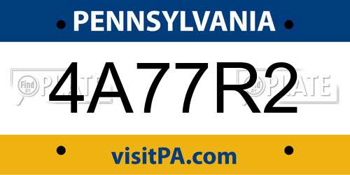 4A77R2 Pennsylvania License Plate