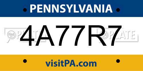 4A77R7 Pennsylvania License Plate