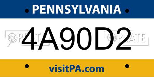 4A90D2 Pennsylvania License Plate
