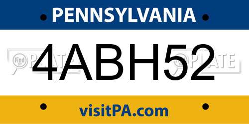 4ABH52 Pennsylvania License Plate