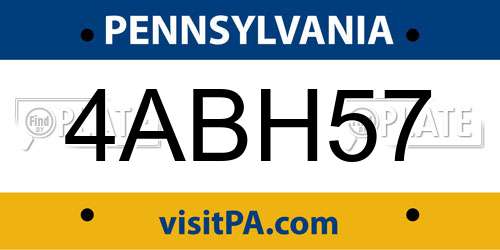 4ABH57 Pennsylvania License Plate
