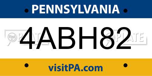 4ABH82 Pennsylvania License Plate